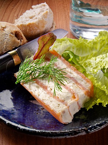 Smoked salmon and pickled herring terrine with salad