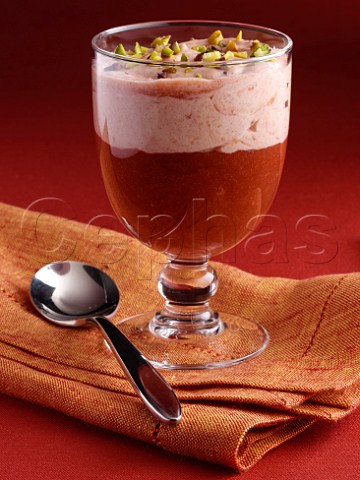 Glass of plum fool dessert