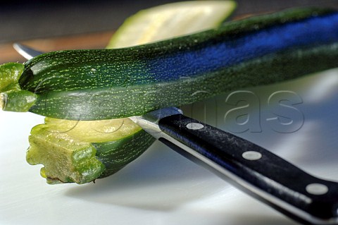 Halved courgette