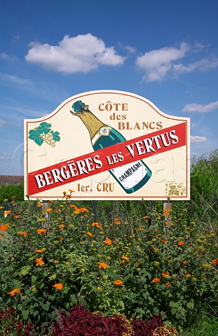 Sign at entrance to village of BergreslsVertus Marne France Cte des Blancs  Champagne