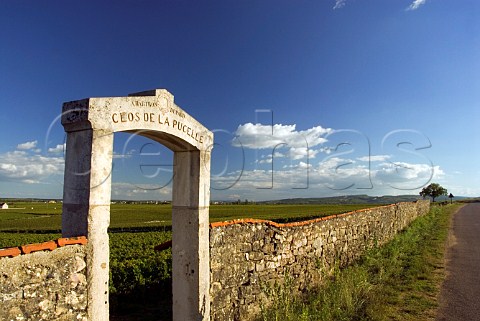 Stone arch entrance to Clos de la Pucelle vineyard  PulignyMontrachet Cte dOr France Cte de Beaune Premier Cru