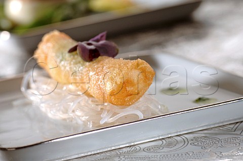 Chinese spring roll on glass noodles