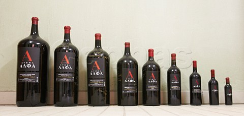 Variety of bottle sizes from Alpha Estate winery Amyndeon Macedonia Greece Amyndeon