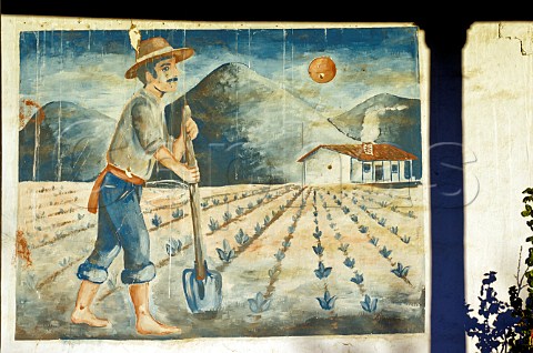 Farming mural on house wall Lolol Colchagua Valley Chile