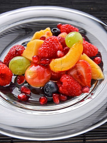 Plate of exotic fruit salad