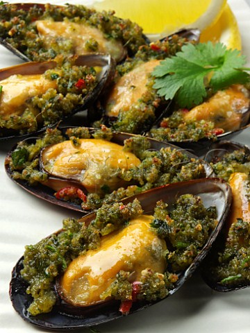 Mussels in half shell