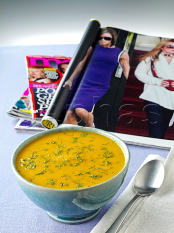 Bowl of carrot and dill soup