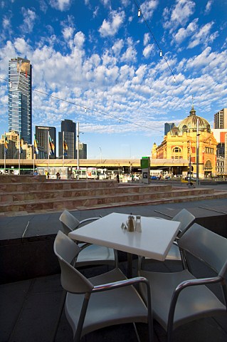Caf table in Federation Square Melbourne Victoria Australia