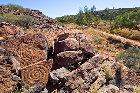 Petroglyphs on the Toko Range Cravens Prak Station Simpson Desert Queensland Australia
