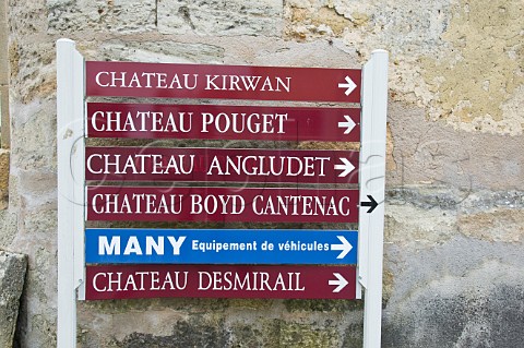 Signs to chteaux in Cantenac Gironde France  Margaux  Bordeaux