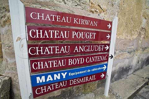 Signs to chteaux in Cantenac Gironde France  Margaux  Bordeaux