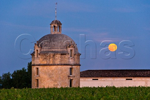 Moonrise over pigeonnier and chai of Chteau Latour Pauillac Gironde France Pauillac  Bordeaux