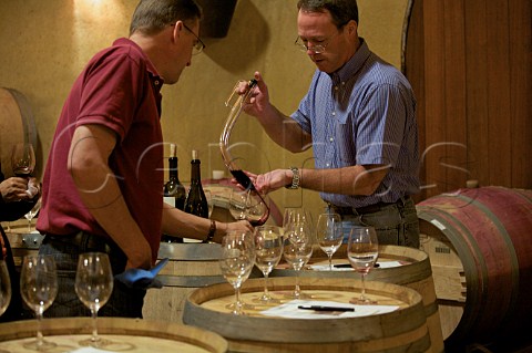 Ted Davidson of Spring Mountain Vineyard barrel tasting cabernet wine 2007 vintage