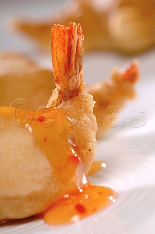 Fried scampi with sweet and sour dressing