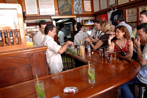 Preparing Mojito cocktails in a bar  Havana Cuba