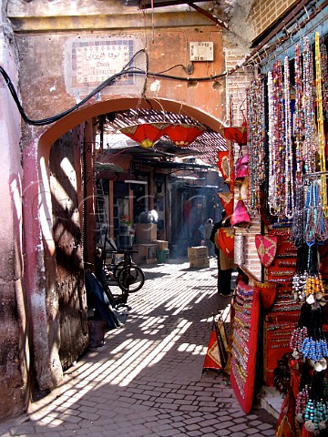 Narrow street in Marrakech souk Morocco