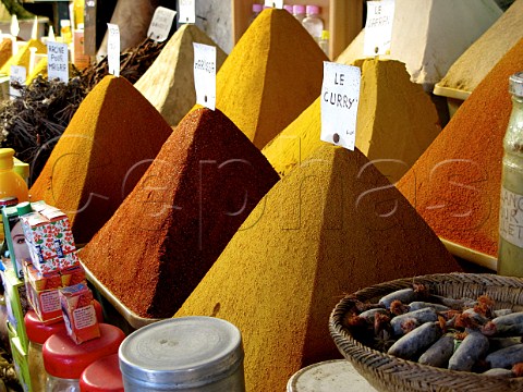 Spice stall in Marrakech souk Morocco