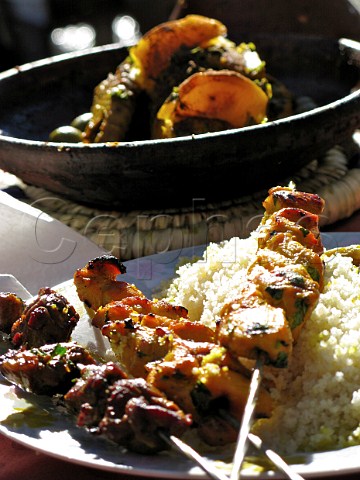 Barbequed kebab with saffron and spices Morocco