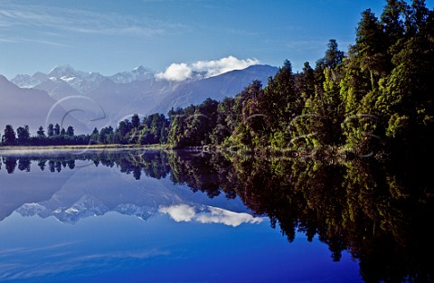 Reflections in Lake Matheson South Island New Zealand