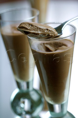 Glasses of Belgian chocolate mousse