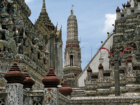 Ornate buildings Wat Arun Bangkok Thailand