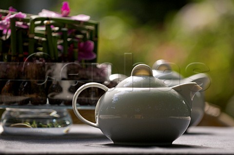 Tea pot on dining table