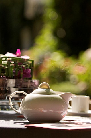 Tea pot on dining table