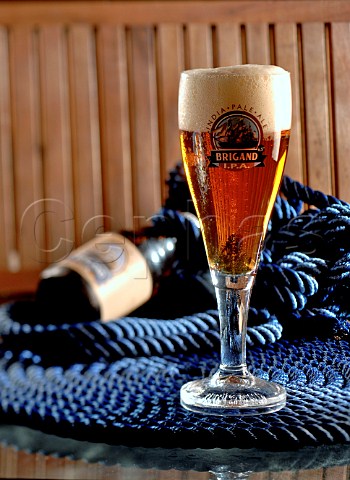 Glass and bottle of Brigand IPA Belgian beer