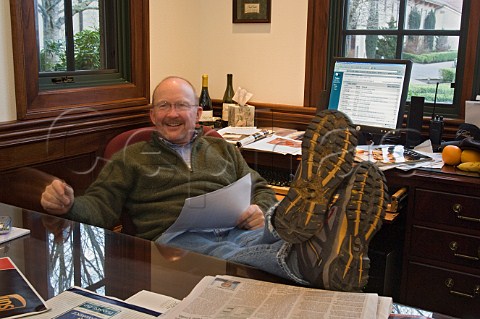 Ed King III in his office at King Estate Winery  Eugene Oregon USA  Willamette Valley