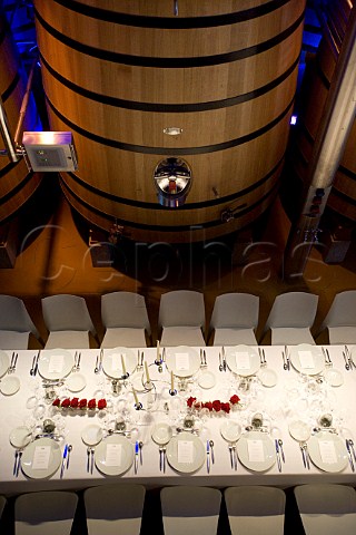 Tables laid for the inauguration of the new winery at Chteau Faugres  StEtiennedeLisse near Saintmilion Gironde France  Stmilion  Bordeaux