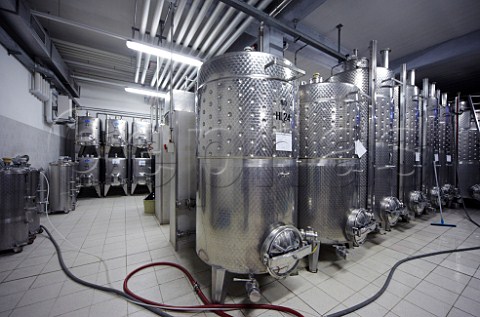 Refrigerated stainless steel tanks in the Laimburg winery  Vdena Alto Adige Italy  Alto Adige  Sdtirol