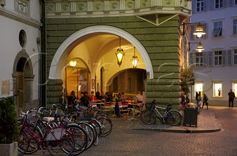 Bike racks by caf in the historical centre of Bolzano Alto Adige Italy