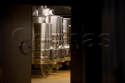 Steel fermentation tanks in the new winery at Chteau Faugres  StEtiennedeLisse near Saintmilion Gironde France  Stmilion  Bordeaux