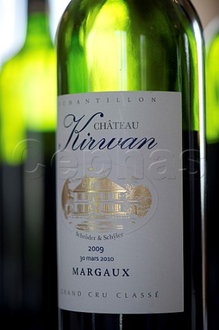 Bottle of Chteau Kirwan at En Primeur tasting of the 2009 vintage    Margaux Bordeaux France