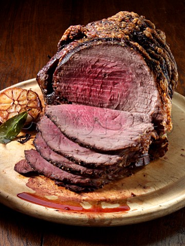 Irish roast beef joint with garlic