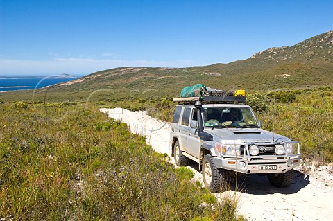 4wd vehicle on sand track in Cape Arid National Park Western Australia Australia