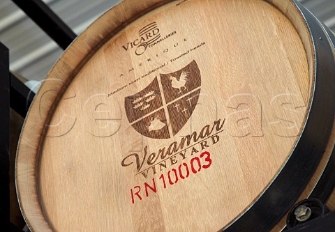 American oak barrel in winery of Veramar Berryville Virginia USA  Shenandoah Valley AVA