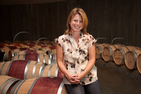 Rachel Martin in the barrel cellar of Boxwood winery Middleburg Virginia USA