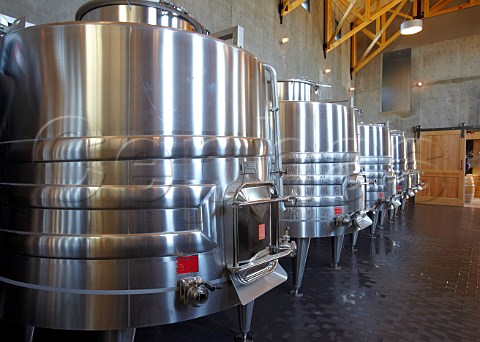 Refrigerated stainless steel tanks in the winery of RdV Vineyards   Delaplane Virginia USA
