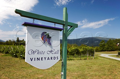 Sign for White Hall Vineyards  Crozet Virginia USA  Monticello AVA
