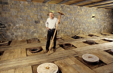 Josko Gravner in his amphora cellar Oslavia Friuli Italy  Collio