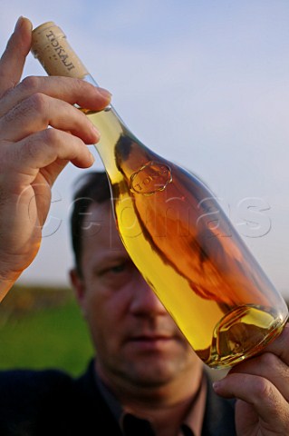 Jnos Arvay with bottle of his Tokaji Tokaj Hungary