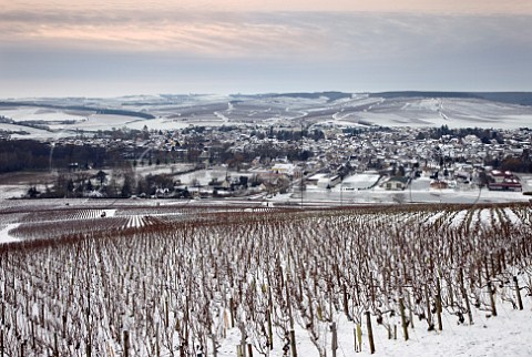 View from above Les Clos vineyard over the town of Chablis Yonne France  Chablis Grand Cru