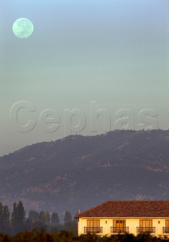Moon over Hotel TerraVia of Via Laura Hartwig Santa Cruz Colchagua Valley Chile