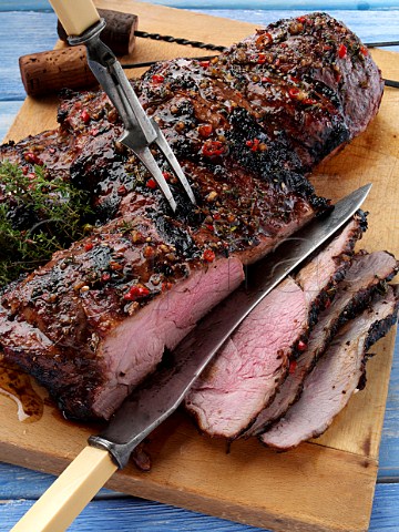 Buterflied leg of lamb marinaded and barbecued