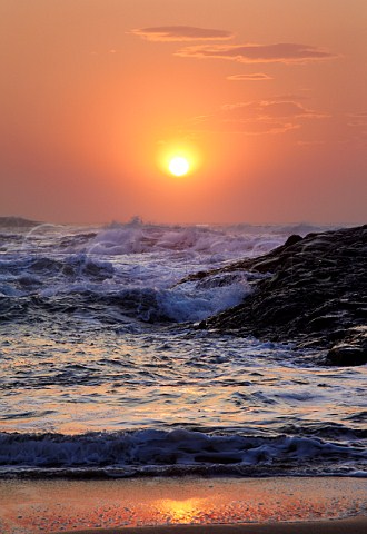 Sunrise over the Indian Ocean at Amanzimtoti KwaZuluNatal South Africa