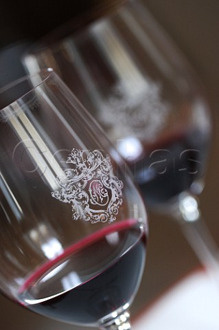 Glasses of wine at the En Primeur tasting of the 2011 vintage at Chteau Montrose StEstphe France  Bordeaux