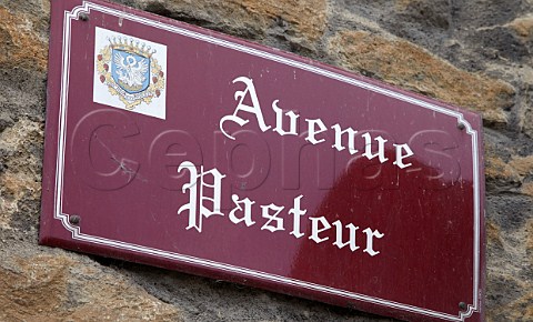 Sign for Avenue Pasteur in Arbois Jura France