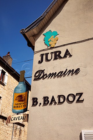 Sign on wall of sales and tasting room of Domaine Bernard Badoz Poligny Jura France  Ctes du Jura