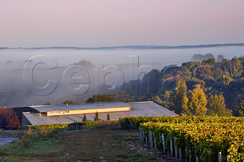 Winery of Michel Bailly with view over the fogfilled Loire Valley Les Loges near PouillysurLoire Nivre France  PouillyFum